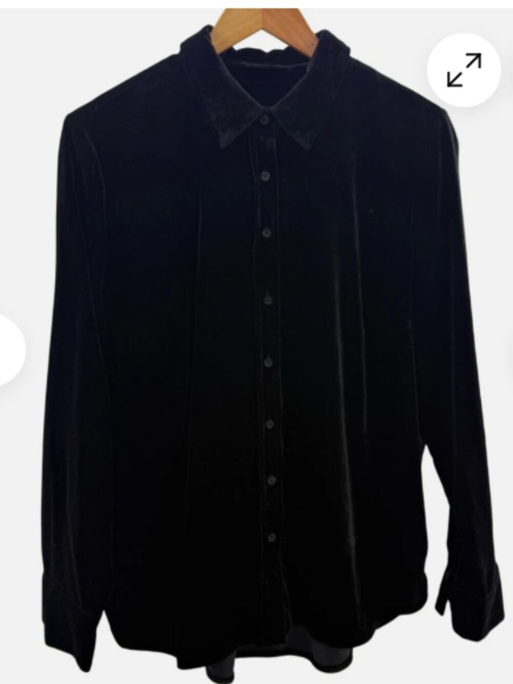 Talbots Effortless Black Velvet Button Down Blouse NWT Sz MP